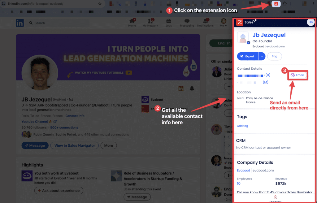 how to use zoominfo chrome extension on linkedin