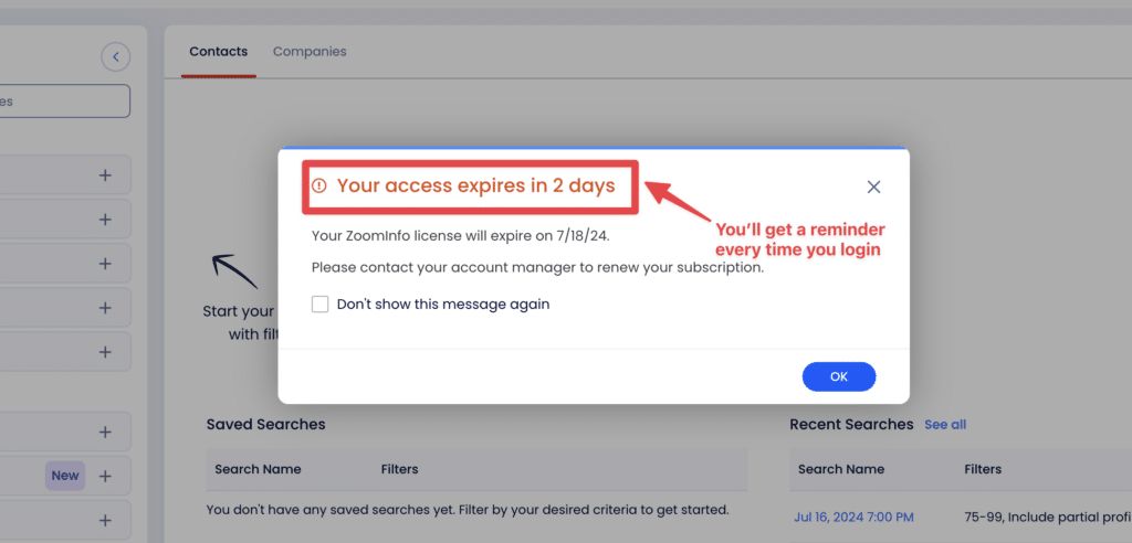 zoominfo free trial expiration date