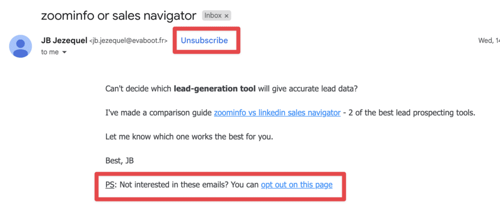 clear and easy unsubscribe option on emails