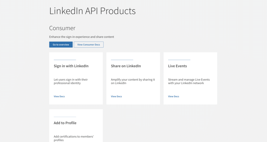 linkedin api products you can choose