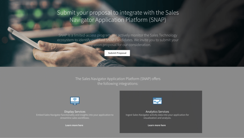 linkedin api proposal to integrate with the sales navigator application platform