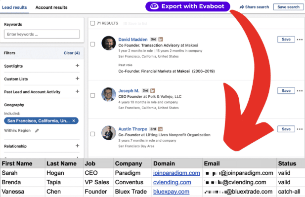 export leads sales navigator
