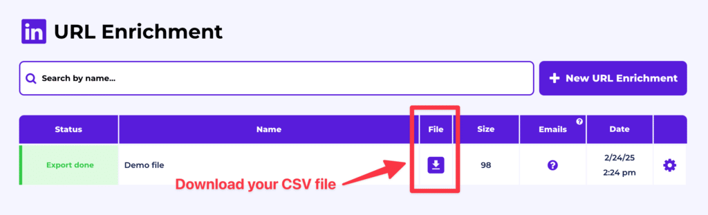 linkedin url enrichment csv file