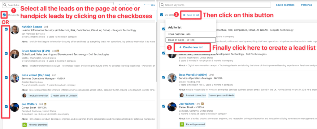 create a lead list sales navigator ( )