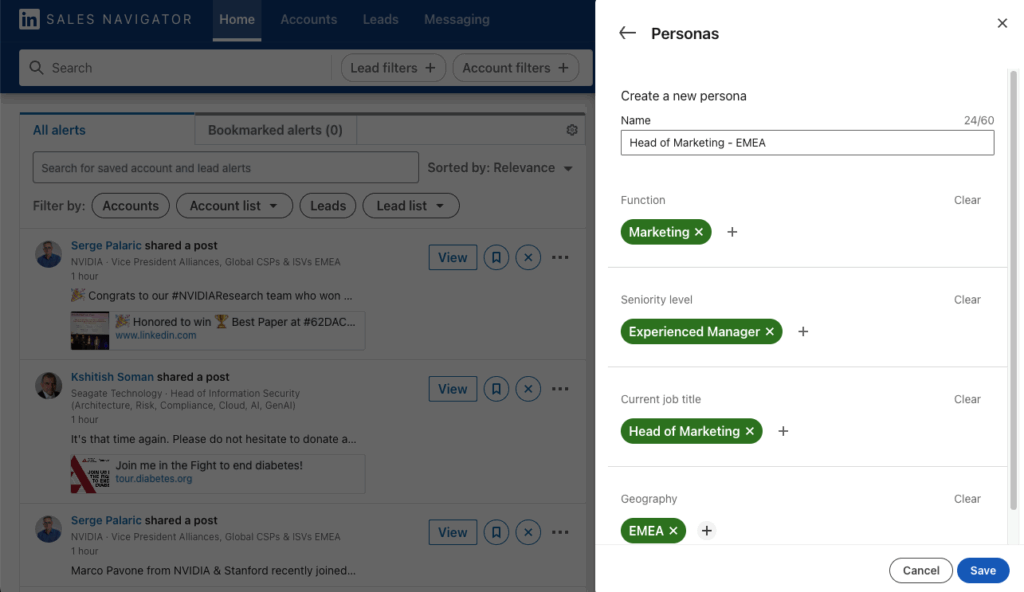 create a sales navigator persona
