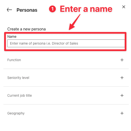 enter name of persona sales navigator